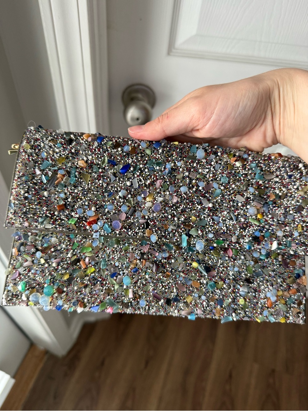 Multicolor Beaded Evening Crossbody Bag